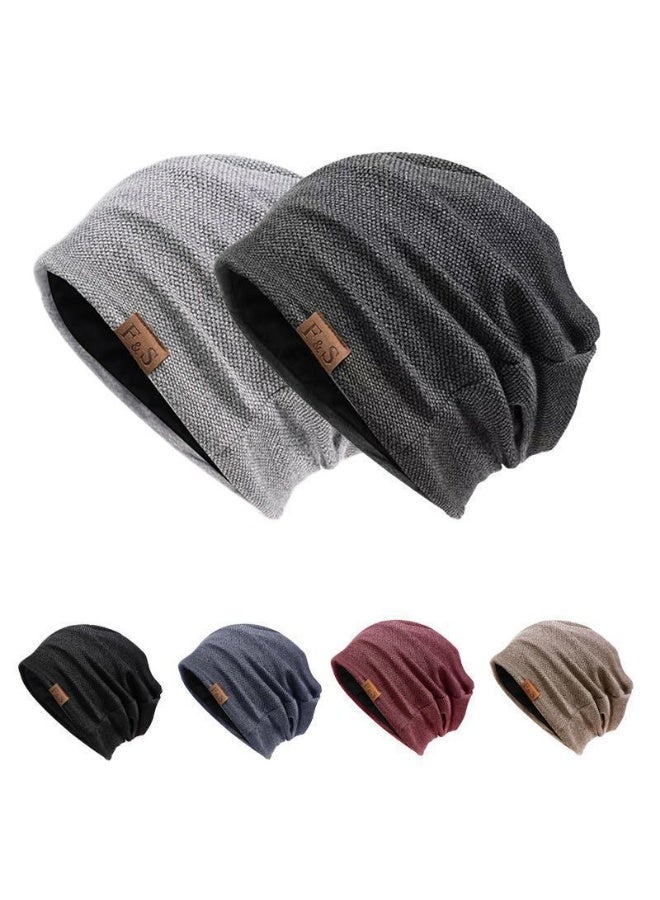 VIUAUAX 1pc Warm Beanie Hat For Men And Women, Knitted Winter Hats Slouch Beanie Hat For Men Women Summer Winter Long And Oversized Cap Stretchy Skull Cap Soft Spring Autumn Warm Daily Outdoor Cuffed Hats - Image 2
